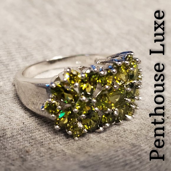 FINAL RESTOCK!! Green Peridot Cluster Cocktail Ring - Picture 4 of 6